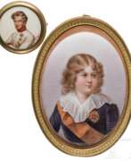 Products and art of France. Napoleon Franz Bonaparte - zwei Miniaturportraits auf Porzellan, 19./20. Jhdt.