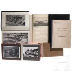 Sieben Caproni-Mappen mit Fotos zu Flugzeugen und Werkshallen, 1917 - 1943