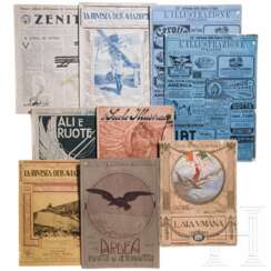 Neun Luftfahrtmagazine, einige mit Caproni-Artikeln, Italien, 1917 - 1919