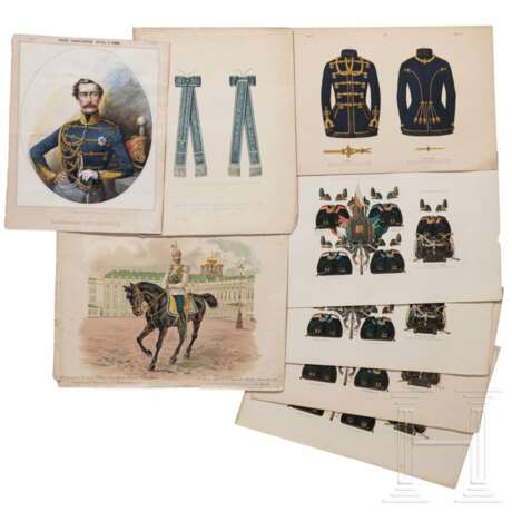 22 großformatige Tafeln mit russischen Uniformen und Waffen, Russland, St. Petersburg, um 1864 - фото 1
