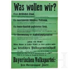 Großes Wahlplakat der Bayerischen Volkspartei, datiert 1924