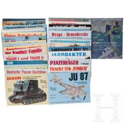48 Ausgaben des Magazins "Das-Waffen-Arsenal", 1978 - 1988, sowie ein Auktionskatalog "Cayley to Concorede" vom 14. Mai 2009