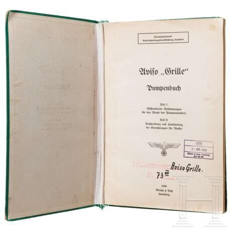 "Aviso 'Grille' - Pumpenbuch", Blohm & Voß, 14. Ausfertigung 1940 - Foto 1