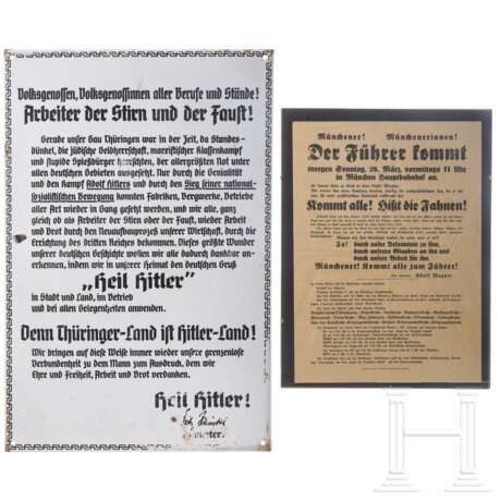 Emailletafel mit dem Aufruf des Thüringer Gauleiters Sauckel zum Hitlergruß - photo 1