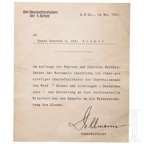 Generaloberst Friedrich Dollmann - eigenhändige Unterschrift - Foto 1