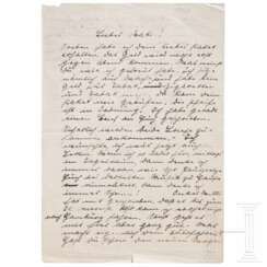 Hans-Joachim Marseille - eigenhändiger Brief an seinen Vater, wohl aus seiner RAD-Dienstzeit in Osterholz, 1938