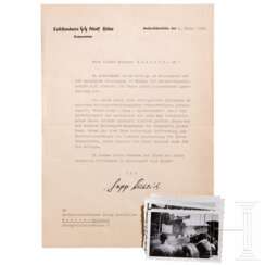 Sepp Dietrich - signierter Brief an einen OStuf. als Kommandeur der LSSAH, 1938