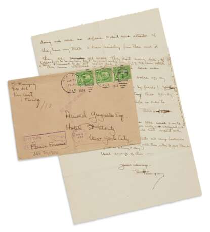 Hemingway, Ernest | Autograph letter signed to Arnold Gingrich, following their chance first meeting - Foto 1