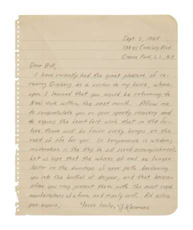 Kerouac, Jack | Autograph letter signed to William Burroughs, alluding to his heroin addiction - фото 1
