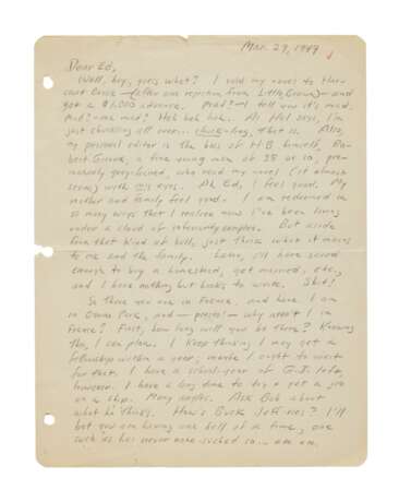Kerouac, Jack | Autograph letter signed to Ed White; "Well, boy, guess what? I sold my novel - фото 2