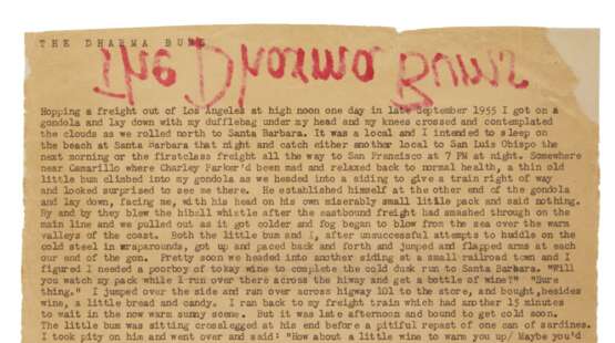 Kerouac, Jack | Typescript scroll of The Dharma Bums. Typed by Kerouac in Orlando, Florida, 1957, published by Viking in 1958 - photo 5