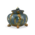 A SMALL BLUE AND SANCAI-GLAZED POTTERY TRIPOD JAR AND A COVER - Auction archive