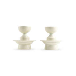 A PAIR OF QINGBAI WINE CUPS AND CUP STANDS