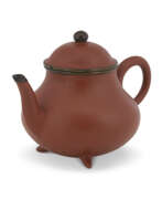 Teapots and coffee pots (Household items, Tableware and Serveware, Drinkware). A YIXING TRIPOD TEAPOT AND COVER