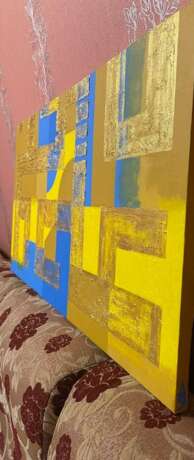Золотая геометрия 4/1. Leinwand auf dem Hilfsrahmen Acryl Abstrakte Kunst Геометрический орнамент Usbekistan 2023 - Foto 3