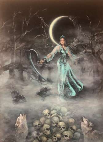 Богиня Мара Leinwand auf dem Hilfsrahmen Ölfarbe Surrealismus Mythologische Malerei Russland 2023 - Foto 2
