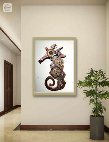 Seahorse Pedalless Andrey Mantula acril Wooden sculpture Стимпанк animal figure Сербия modern 2023 г. - фото 3