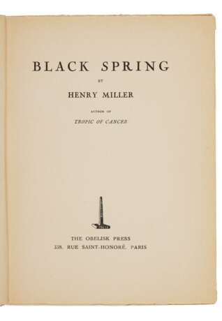 Miller, Henry | Black Spring, inscribed to artist Benjamin Benno - photo 3