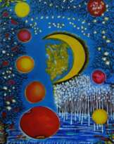 The moon and garlands of tomatoes. The moon and garlands of tomatoes.