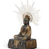 STATUE DE BOUDDHA AMIDA EN BOIS PARTIELLEMENT LAQU&#201; OR - photo 3