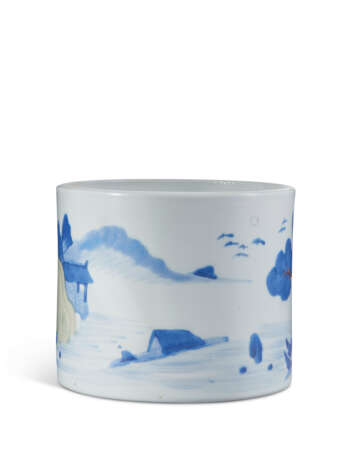 POT &#192; PINCEAUX EN PORCELAINE BLEU BLANC, ROUGE DE CUIVRE ET C&#201;LADON, BITONG - Foto 3