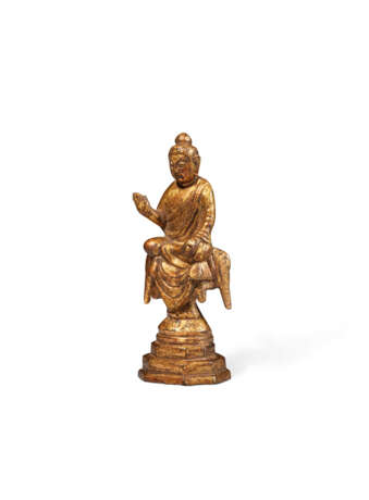 PETITE STATUE DE BOUDDHA EN BRONZE DOR&#201; - photo 3