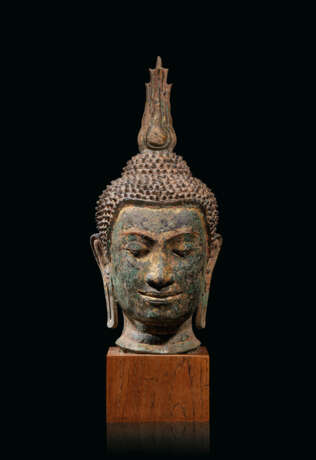 GRANDE T&#202;TE DE BOUDDHA EN BRONZE - Foto 1