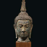 GRANDE T&#202;TE DE BOUDDHA EN BRONZE - photo 1