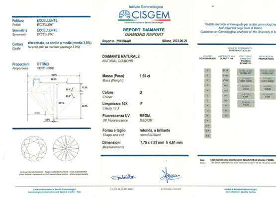 Round ct. 1.69 diamond. | | Appended diamond rep… - photo 2