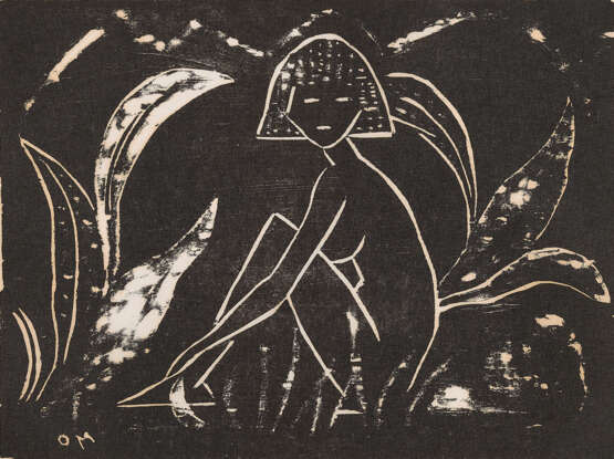 Otto Mueller. Mädchen zwischen Blattpflanzen (Mädchen im Schilf) - photo 1