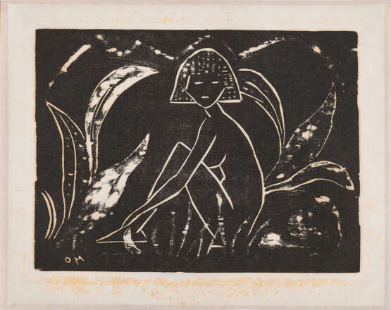 Otto Mueller. Mädchen zwischen Blattpflanzen (Mädchen im Schilf) - photo 2