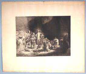 Radierung nach Rembrandt: &quot;Christus heilt die Kranken&quot;, um 1900