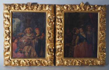 Zwei antike Kopien nach Jean-Antoine Watteau, 19. Jh.