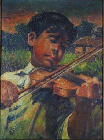 Ölgemälde Junge mit Geige, um 1900 - photo 2