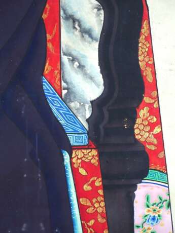 Paar große Porträts, chinesische Würdenträger / Mandarin (Beamte), Qing-Dynastie wohl 18./19. Jh. - Foto 4