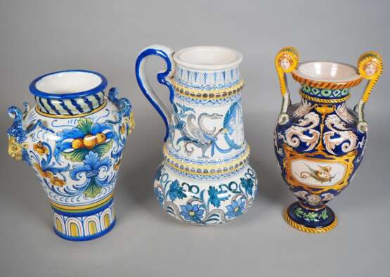 3 Teile italienische Keramik, wohl 19. Jh. - Foto 1