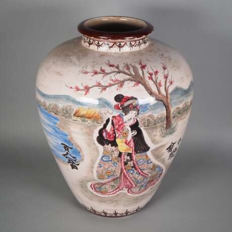 Große Keramikvase mit japanischen Motiv - Foto 1