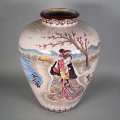Große Keramikvase mit japanischen Motiv