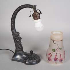 Jugendstillampe mit Künstler-Glasschirm, um 1900