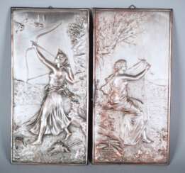 Paar Relief Allegorien, um 1900
