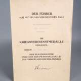 Urkunde zur Kriegsverdienstmedaille 1944, dem Wagner-Gruppenführer aus Bellenberg - photo 1