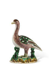 A FAMILLE VERTE BISCUIT FIGURE OF A DUCK