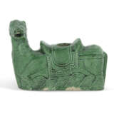 TWO PAIRS OF FAMILLE VERTE BISCUIT PARROTS AND A GREEN-GLAZED BISCUIT RECUMBENT HORSE - photo 4