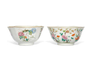 TWO FAMILLE ROSE 'FLOWER' BOWLS