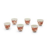 SIX IRON-RED-DECORATED 'DRAGON' CUPS - фото 1