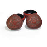 A PAIR OF CARVED RED LACQUER PEACH-FORM BOXES AND COVERS - photo 2