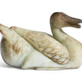 A CELADON AND RUSSET JADE CARVING OF A DUCK - photo 1