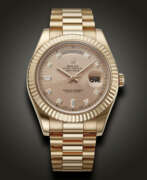 Roségold. ROLEX, PINK GOLD AND DIAMOND-SET ‘DAY-DATE II’, REF. 218235