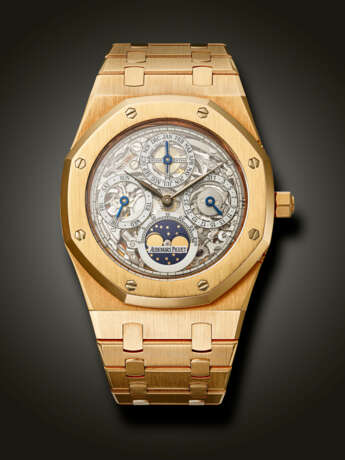AUDEMARS PIGUET, RARE PINK GOLD SKELETONIZED PERPETUAL CALENDAR 'ROYAL OAK' WITH MOON PHASES, REF. 25829OR - фото 1