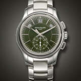 PATEK PHILIPPE, STAINLESS STEEL ANNUAL CALENDAR CHRONOGRAPH WRISTWATCH, WITH GREEN DIAL, REF. 5905/1A-001 - photo 1